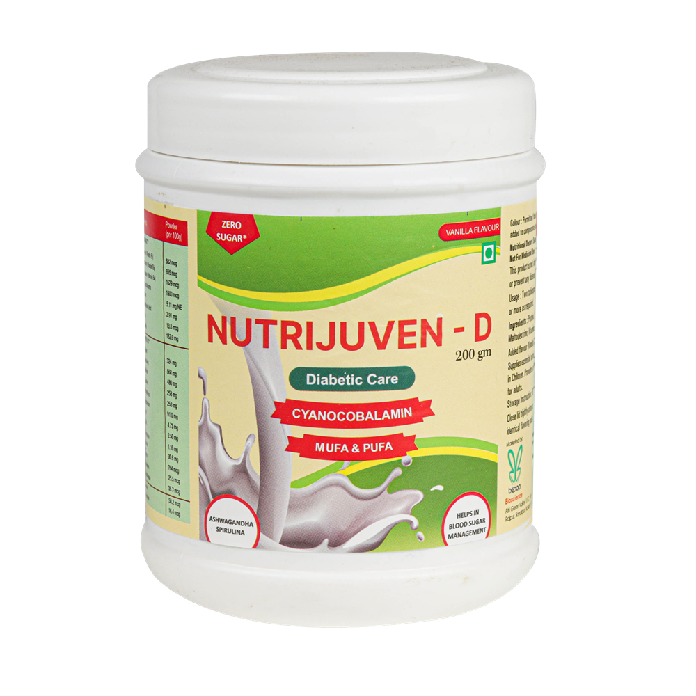 Nutrijuven-D I Diabetic Care I Protein Supplement with added benefits of Divine Herbs like I Ashwagandha with Zero Sugar I Vanilla 200 GM
