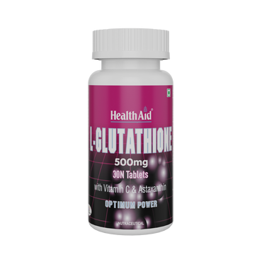 HealthAid I L-Glutathione 500 mg with Vitamin C I Astaxanthin I 60 Tablets