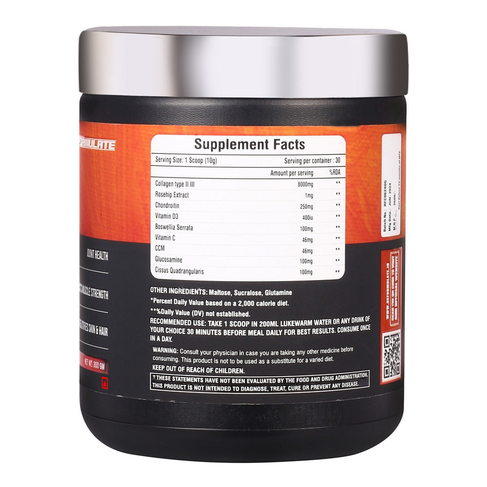 Reformulate I Colla Gen Powder Peptides With Hadjod & Vitamin D3 I Joint Health I Boosts Muscle Strength I Beautifies Skin & Hair I Orange I 300 GM