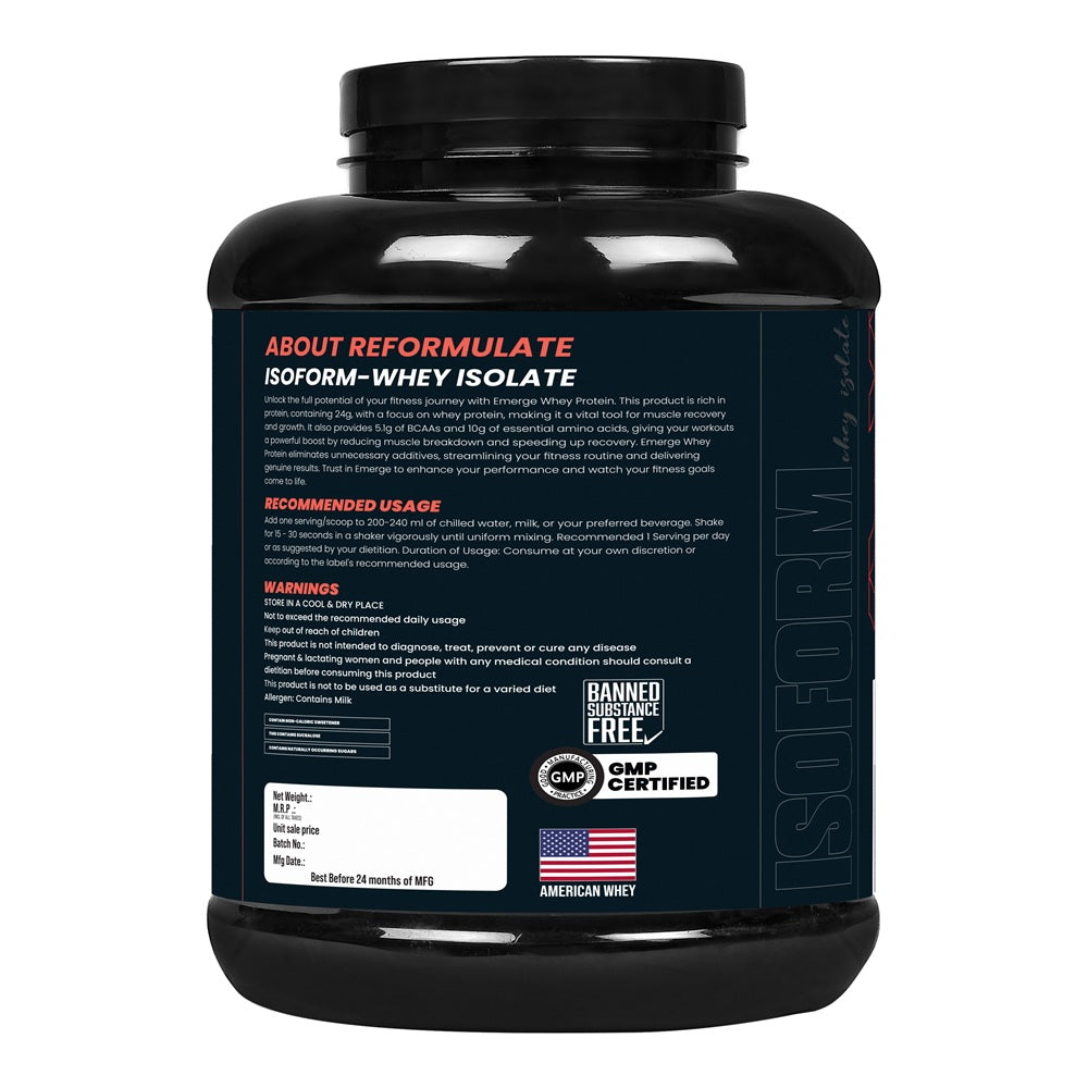 Reformulate I Isoform I Whey Isolate I Your Daily Meal Replacement Formula I 27G Protein | 6.1G BCAA | 12.9G EAA | O g Sugar I Enhance Recovery I 100% Authentic I Premium Ingredients I Nutraceutical I Serving 60 I Malai Kulfi I 2 KG