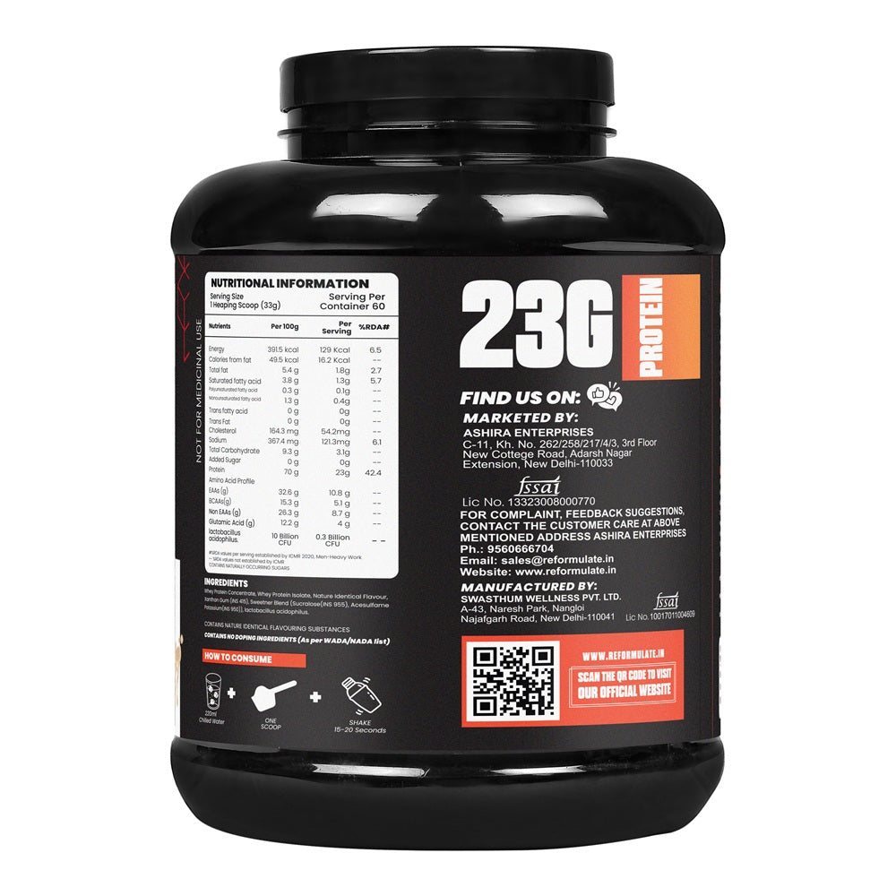 Reformulate I Ultima I Whey Protein with Isolate I 23 G Protein I 5.1G BCAA I 10.8 EAA I Pre & Probiotics I Enhances Recovery I Faster Absorption I Nutraceutical I Malai I Serving 60 I 2 KG