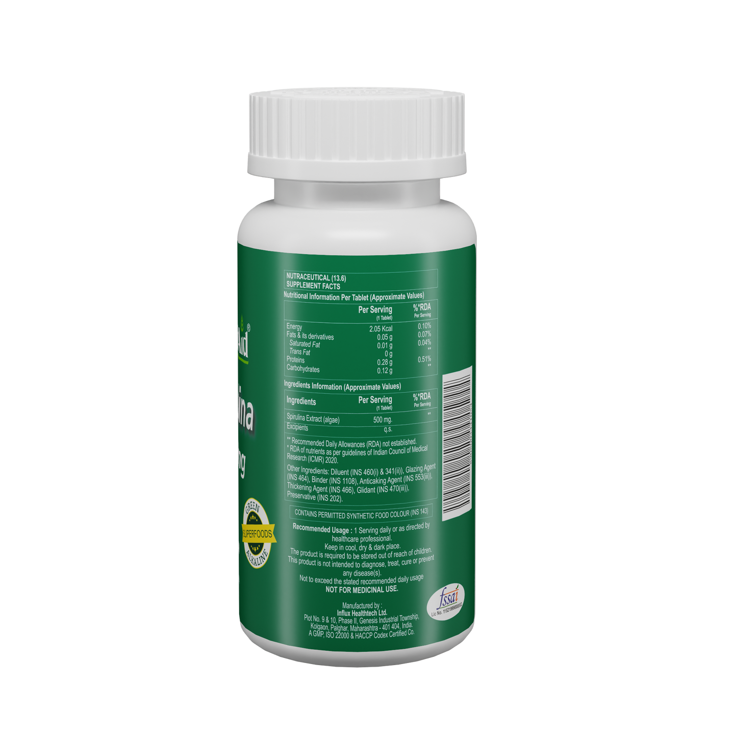 HealthAid I Spirulina 500 mg I 60 Tablets