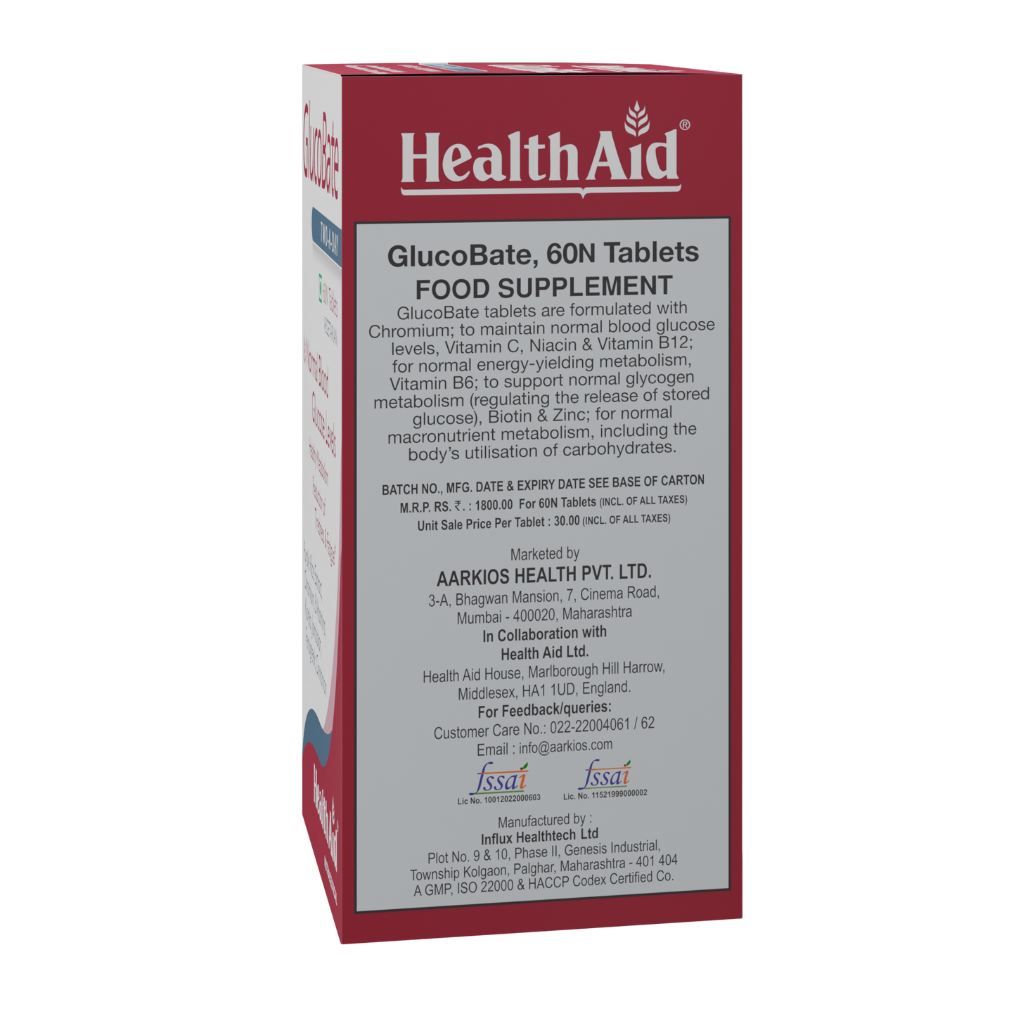 HealthAid I GlucoBate I 60 Tablets