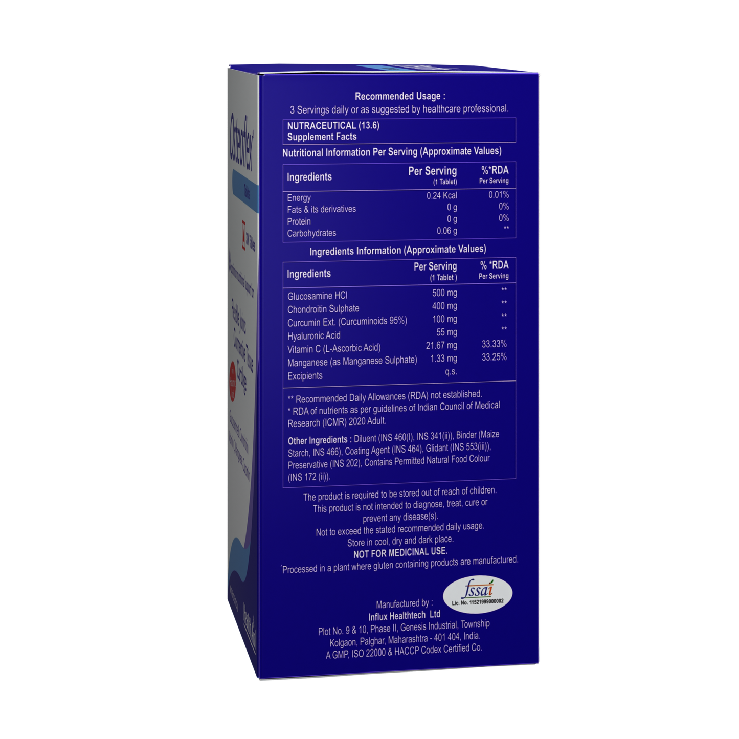 HealthAid I Osteoflex I Glucosamine HCI I Chondroitin Sulphate I Turmeric I Hyaluronic Acid I Vitamin C I Manganese I 30 Tablets