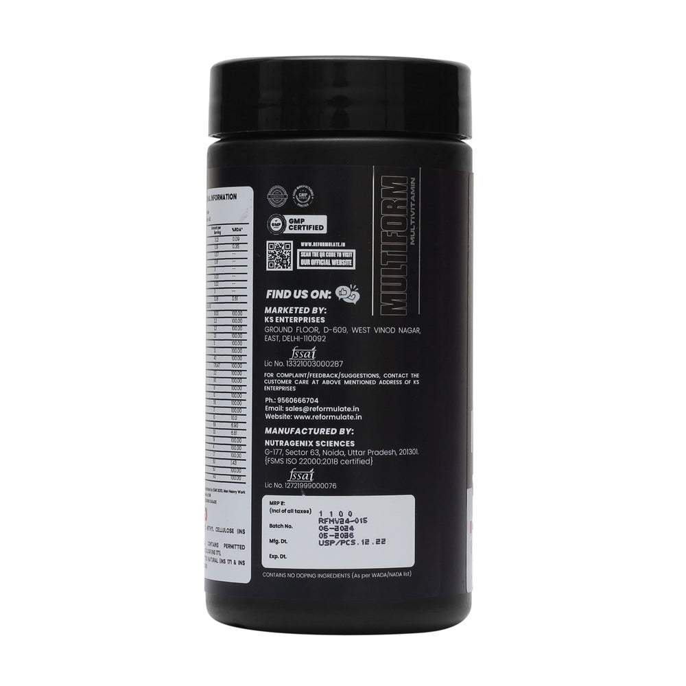 Reformulate I Advanced Multiform I Formula For Sports I Advanced Daily Formula I 25 Vitamins & Minerals I Nutrient Support I Energy Production I Support Bone Health I Nutraceutical I 60 Tablets