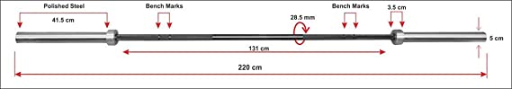 Usi Universal The Unbeatable Alloy Steel Sleeve Professional Olympic Barbell Straight Weight Bar , 20 Kg