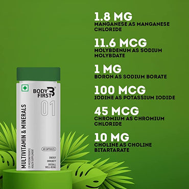 Multivitamin For Men & Women - 100% Rda Of Vitamin C, D, E, B12, Biotin, Zinc, Minerals For Immunity, Energy, Stamina, Healthy Hair, Eye, Muscle & Brain Function