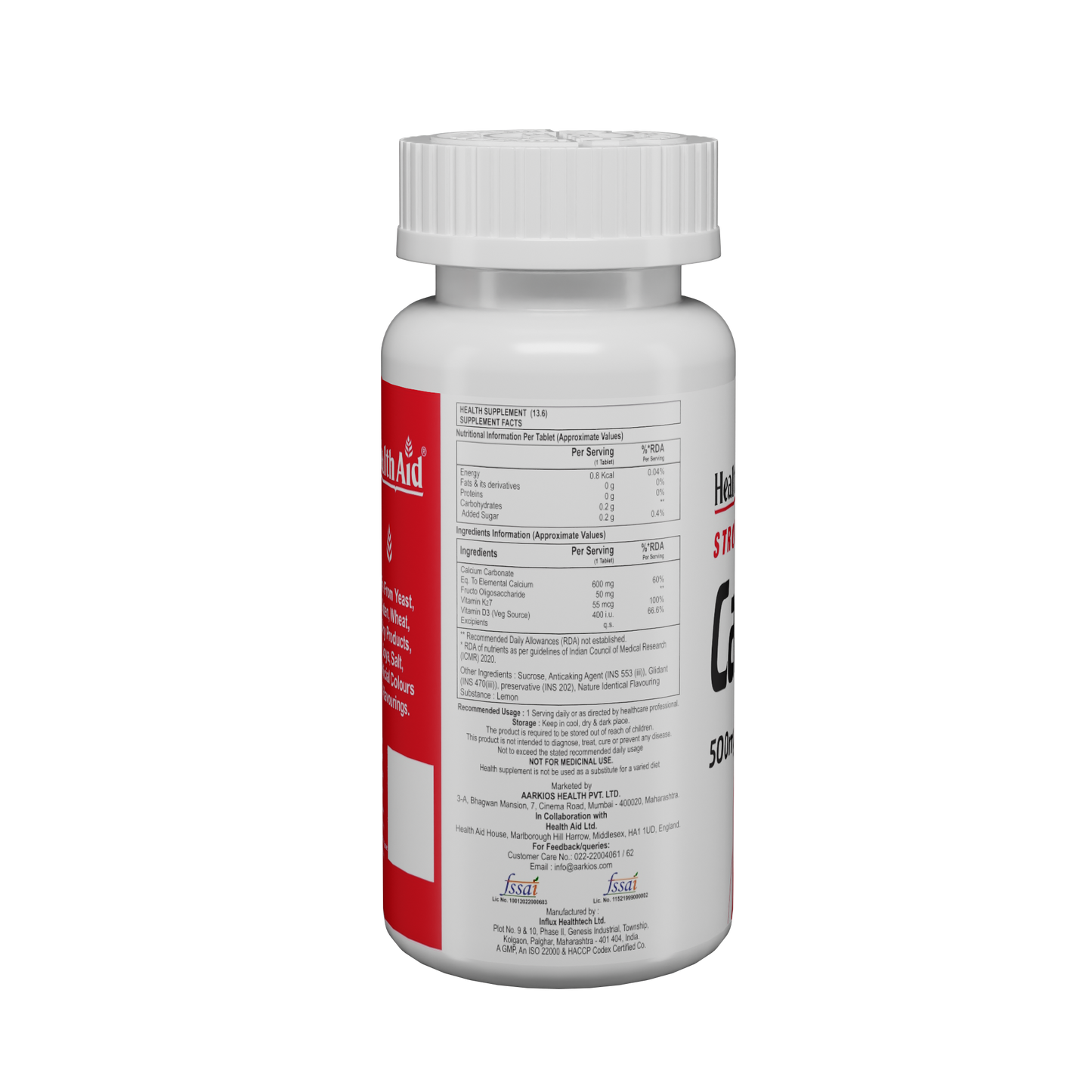 HealthAid I Strong Calcium 500 mg I 30 Chewable Tablets